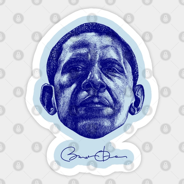 Barack Obama (Dark Blue) Sticker by illustravery